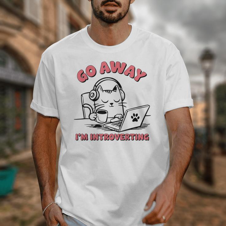 Go Away I´m Introverting Stay Home Socially Awkward Unisex T-Shirt Go Away I´m Introverting Stay Home Socially Awkward Unisex T-Shirt