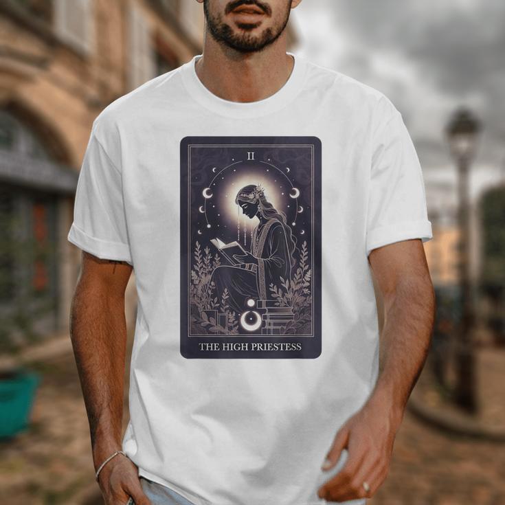 High Priestess Tarot Art Celestial Mystic Book Lover Unisex T-Shirt