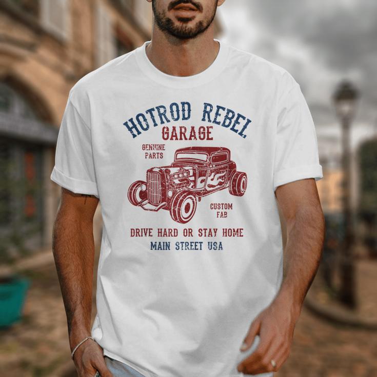 Hotrod Rebel Automotive Nostalgia Old Car Distressed Unisex T-Shirt