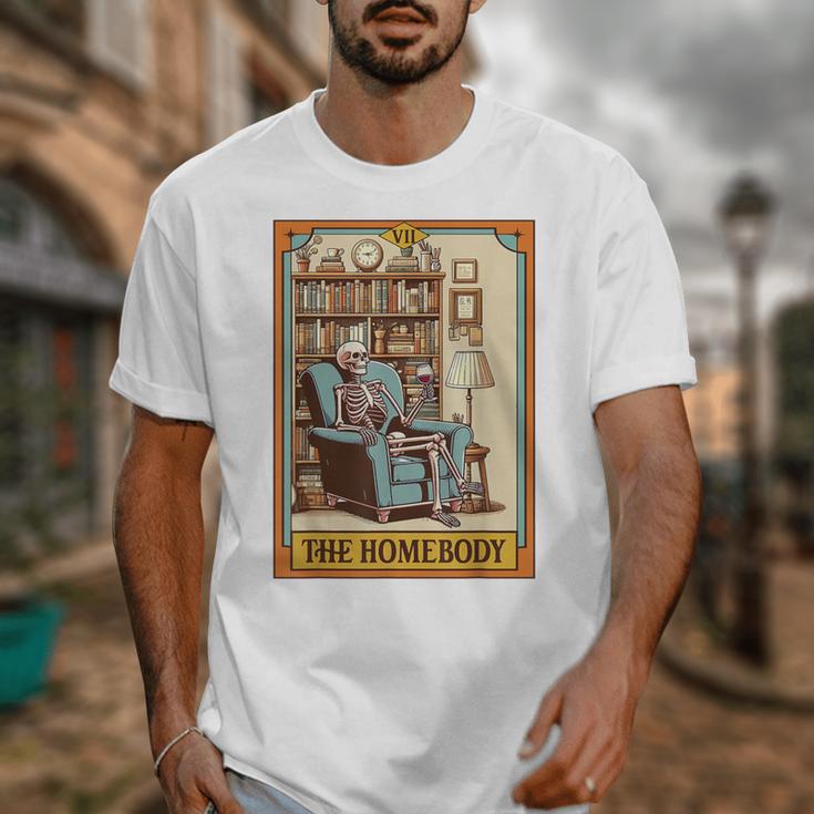 Introvert Homebody Awkward Skeleton The Homebody Tarot Card Unisex T-Shirt Introvert Homebody Awkward Skeleton The Homebody Tarot Card Unisex T-Shirt