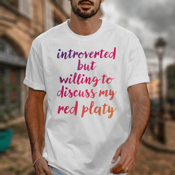 Introverted Willing To Discuss Red Platy Introvert Unisex T-Shirt