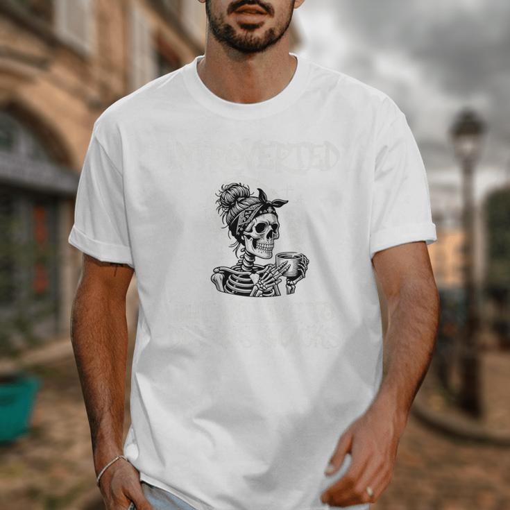 Introverted But Willing To Discuss Snacks Coffee Premium Unisex T-Shirt