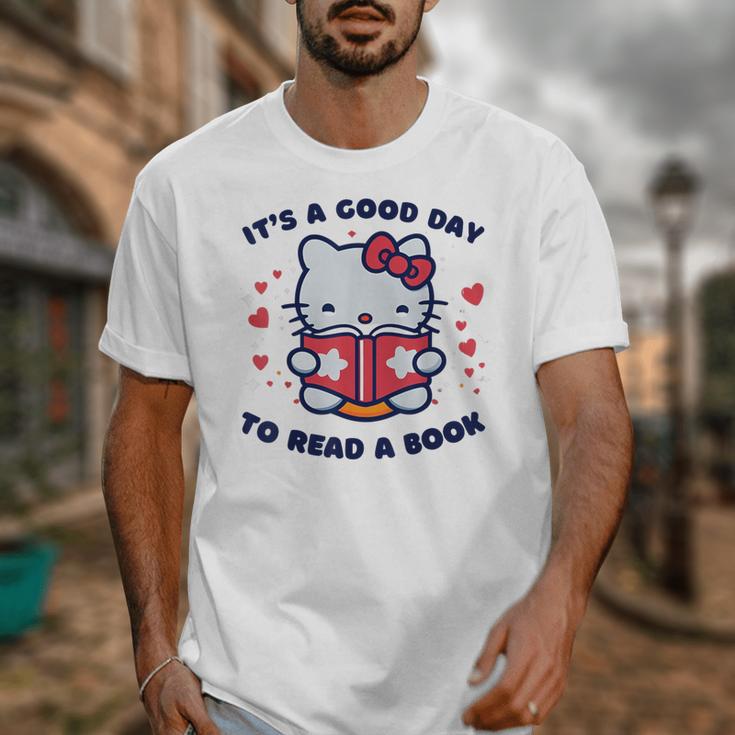 It's a Good Day To Read a Book Cute Cat Book Day Girls Boys Unisex T-Shirt It's a Good Day To Read a Book Cute Cat Book Day Girls Boys Unisex T-Shirt