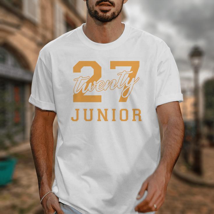 Junior Class 2027 Graduation Back To School Orange Letters Premium Tri-Blend Unisex T-Shirt