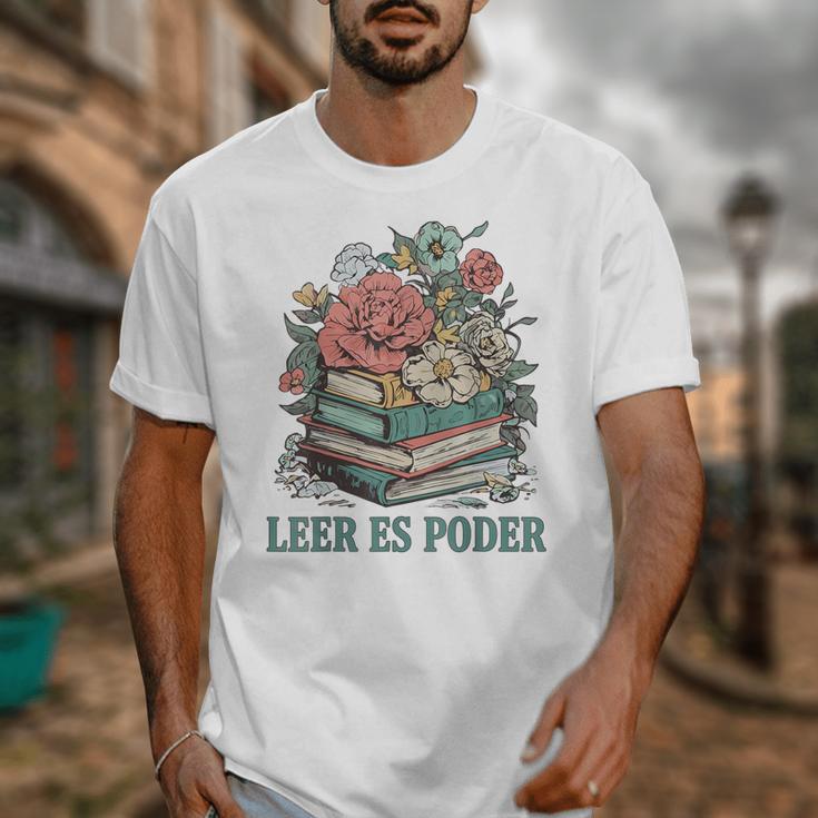 Leer ES Poder Cute Floral Spanish Teacher Book Reading Unisex T-Shirt