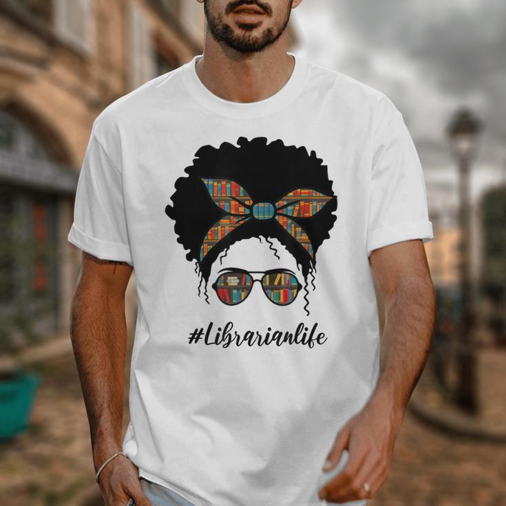 Librarian Teacher Messy Bun Life Book Library Back To School Unisex T-Shirt