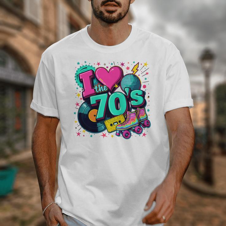 I Love The 70s Retro Cassette Roller Vinyl Disco Nostalgia Premium Tri-Blend Unisex T-Shirt