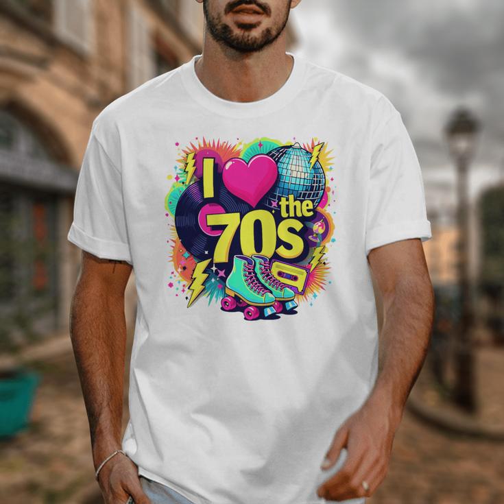 I Love The 70s Retro Cassette Roller Vinyl Nostalgia Vibes Premium Tri-Blend Unisex T-Shirt