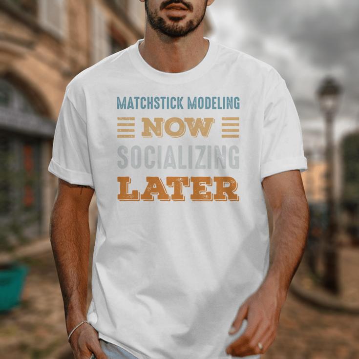 Matchstick Modeling Now Minimal Socializing Introvert Unisex T-Shirt