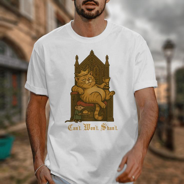 Medieval Cat Sarcastic Queen Lazy King Introvert Kitty Unisex T-Shirt