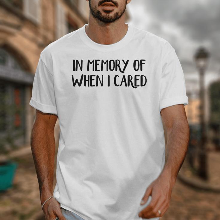 In Memory Of When I Cared Raglan Baseball Tee Unisex T-Shirt In Memory Of When I Cared Raglan Baseball Tee Unisex T-Shirt