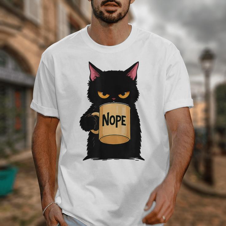 Nope Coffee Cat – Introvert Humor Monday Kitty Unisex T-Shirt Nope Coffee Cat – Introvert Humor Monday Kitty Unisex T-Shirt