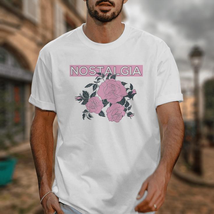 Nostalgia 80s 90s Retro Style Graphics Rose Pink Flower Unisex T-Shirt