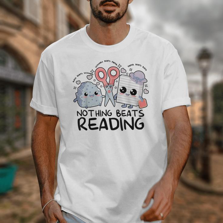 Nothing Beats Reading Rock Paper Scissors Book Lover Teacher Unisex T-Shirt Nothing Beats Reading Rock Paper Scissors Book Lover Teacher Unisex T-Shirt