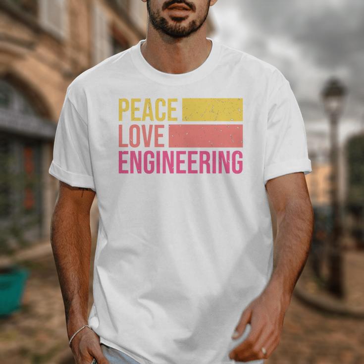 Peace Love Engineering Engineer School Graduation Retro Unisex T-Shirt