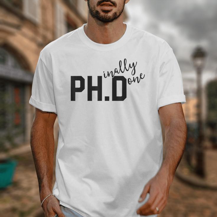 PhD Shirt Phinally Finally Done Graduation Her Unisex T-Shirt