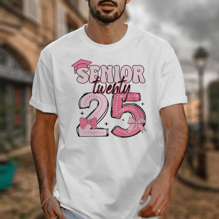 Pink Coquette Bow Senior 2025 Back To School Graduation Girl Unisex T-Shirt