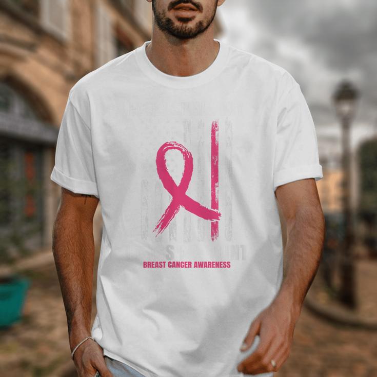 Pink In Memory Of Aunt Breast Cancer Awareness American Flag Unisex T-Shirt