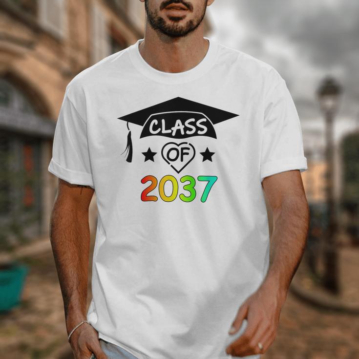 Pre-K -12th Grade Hand Prints Space Graduation Class Of 2037 Unisex T-Shirt