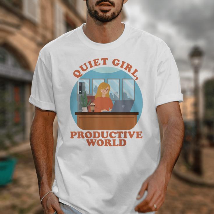 Quiet Girl Productive World Introvert Office Staff Secretary Unisex T-Shirt Quiet Girl Productive World Introvert Office Staff Secretary Unisex T-Shirt