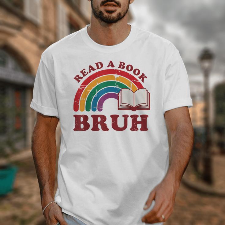 Read A Book Bruh Rainbow Vintage Reading Library Student Unisex T-Shirt
