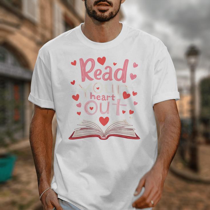 Read Your Heart Out Teacher Valentines Day Reading Book Love Premium Tri-Blend Unisex T-Shirt