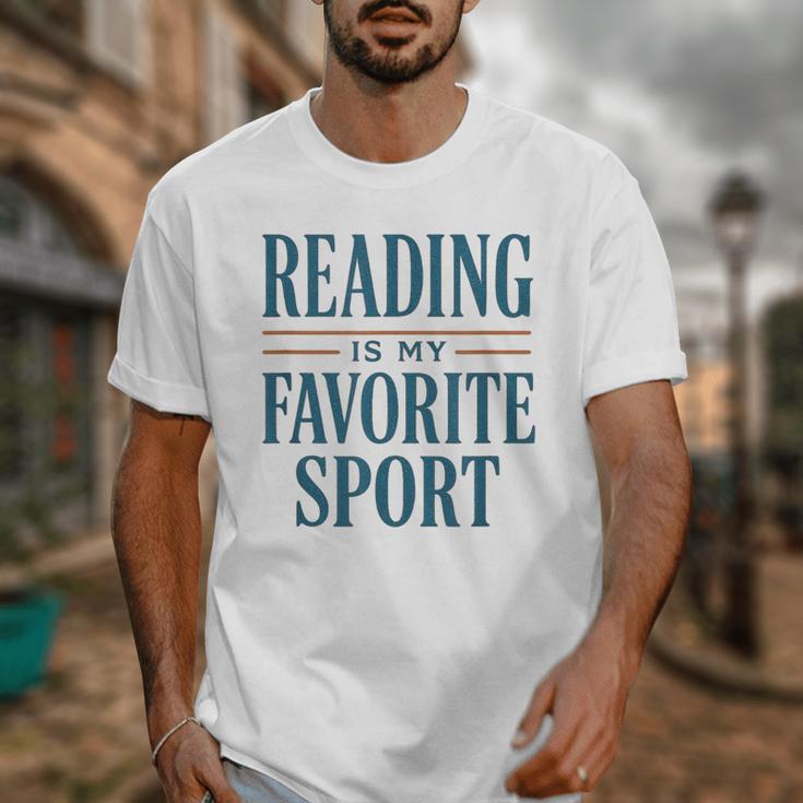 Reading Is My Favorite Sport Literary Book Lover Typography Unisex T-Shirt