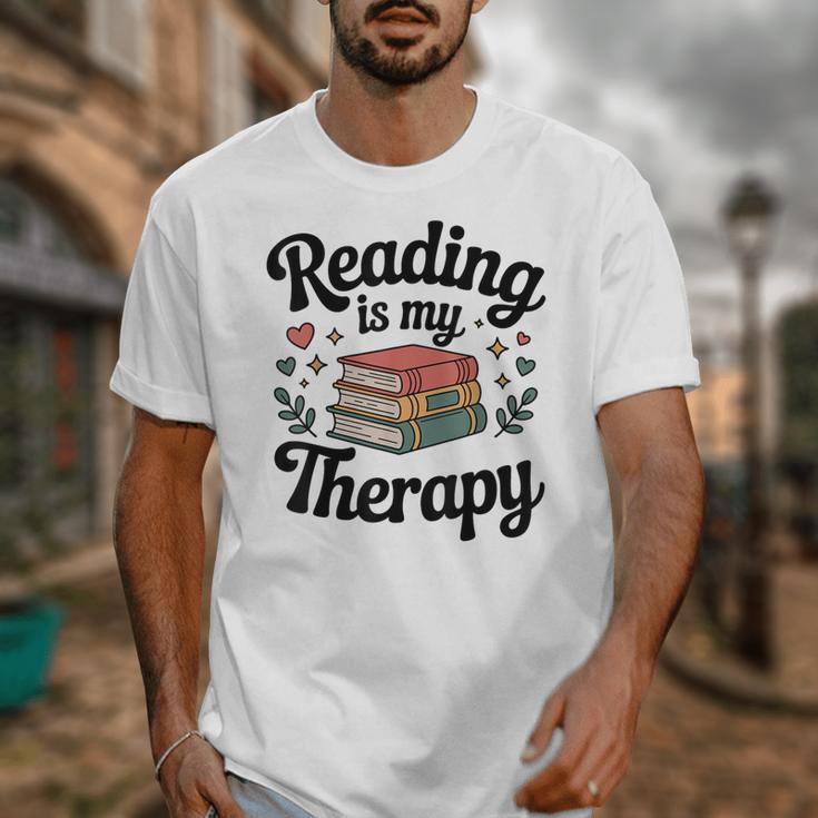 Reading Is My Therapy Book Lover Bookworm Unisex T-Shirt