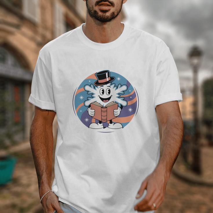 Reading Is Snow Much Fun Snowflake Top Hat Book Fan Winter Unisex T-Shirt