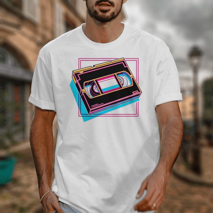 Retro VHS Vaporwave Video Cassette Nostalgia Geek Chic Premium Tri-Blend Unisex T-Shirt