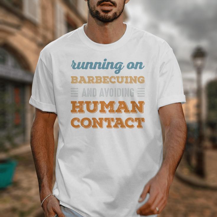 Running On Barbecuing Social Introvert Humor Vintage Unisex T-Shirt