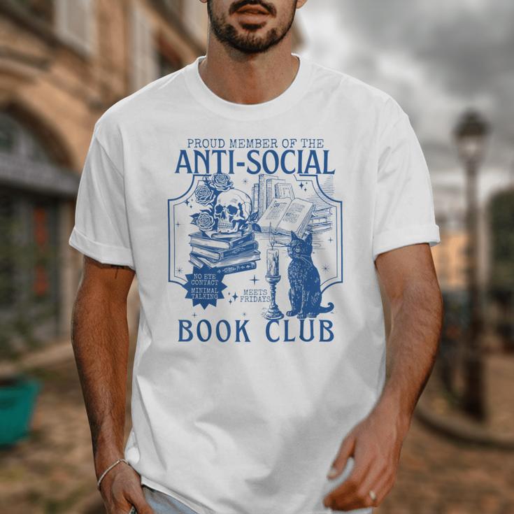 Sarcastic Anti Social Book Club Cat Skull Book Lover Unisex T-Shirt
