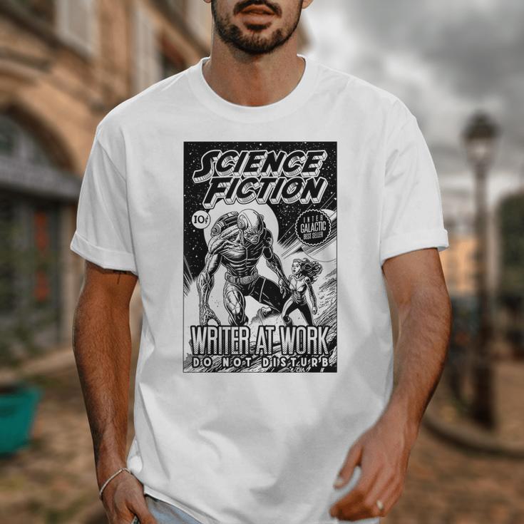 Science Fiction Writer At Work Vintage Book Cover Unisex T-Shirt