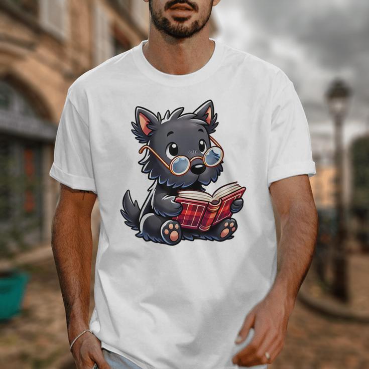 Scottish Terrier Reading a Book Dog Unisex T-Shirt