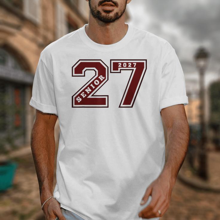 Senior 2027 Maroon Senior Class Of 27 Jersey Graduation Unisex T-Shirt