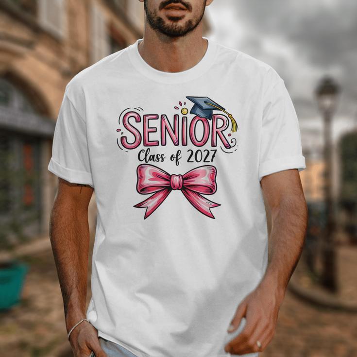 Senior Class Of 2027 Coquette Pink Bow Graduation 2027 Girls Unisex T-Shirt