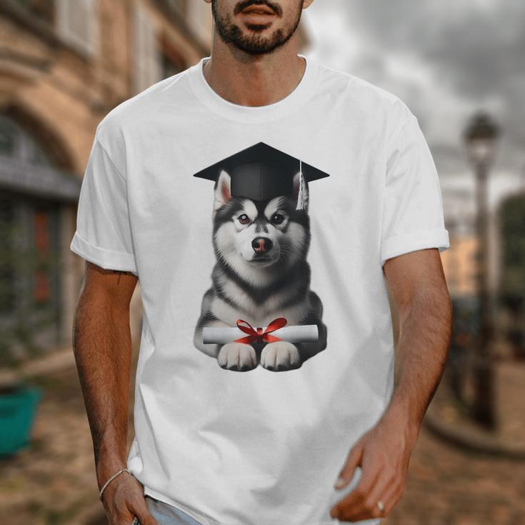 Siberian Husky Dog Graduation Cap Training School Graduate Men Women Kids Unisex T-Shirt