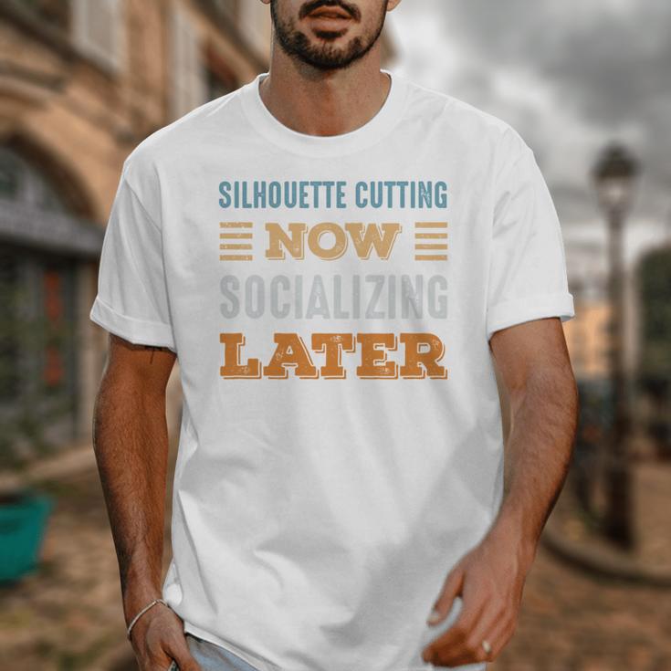 Silhouette Cutting Now Minimal Socializing Introvert Unisex T-Shirt Silhouette Cutting Now Minimal Socializing Introvert Unisex T-Shirt
