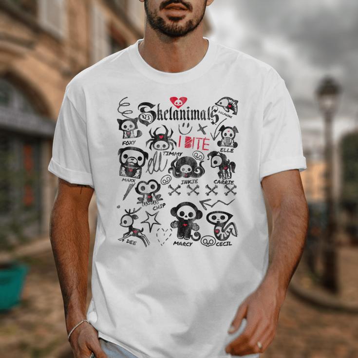 Skelanimals I Bite Vintage Retro Dead Pet Textbook Collage Unisex T-Shirt