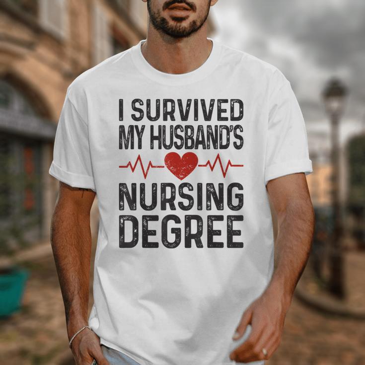 I Survived My Husband's Nursing Degree School Graduation Unisex T-Shirt