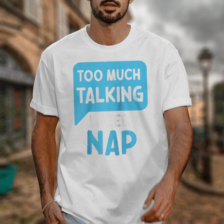 Too Much Talking I Need A Nap For Introverts Raglan Baseball Tee Unisex T-Shirt
