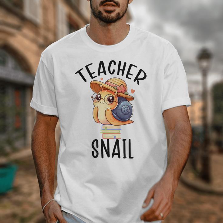 Teacher Snail With Glasses On Books Cute Pre-K Kindergarten Unisex T-Shirt