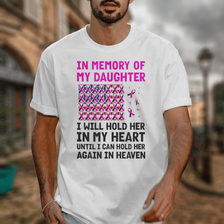 USA Flag With Pink And Black Ribbon In Memory Of My Daughter For Women Men Unisex T-Shirt USA Flag With Pink And Black Ribbon In Memory Of My Daughter For Women Men Unisex T-Shirt