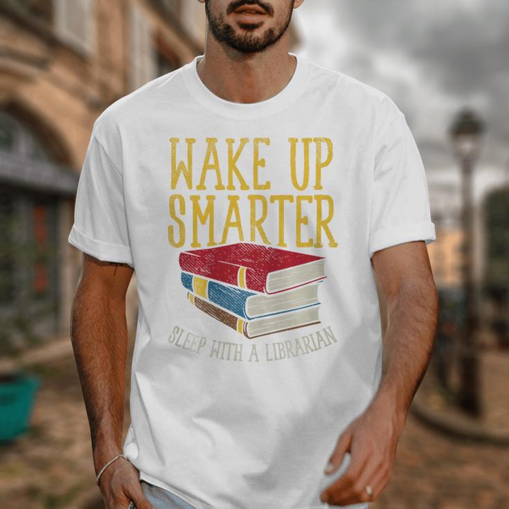 Wake Up Smarter Librarian Book Stack Premium Tri-Blend Unisex T-Shirt