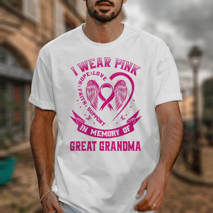 I Wear Pink In Memory Of Great Grandma Breast Cancer Graphic Unisex T-Shirt I Wear Pink In Memory Of Great Grandma Breast Cancer Graphic Unisex T-Shirt