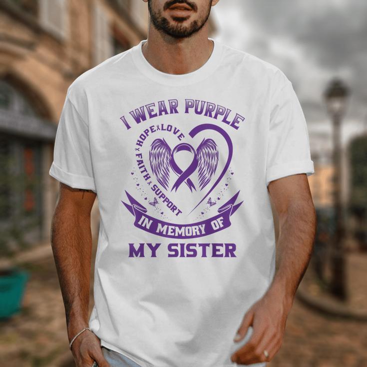 I Wear Purple In Memory Of My Sister Alzheimers Awareness Unisex T-Shirt I Wear Purple In Memory Of My Sister Alzheimers Awareness Unisex T-Shirt