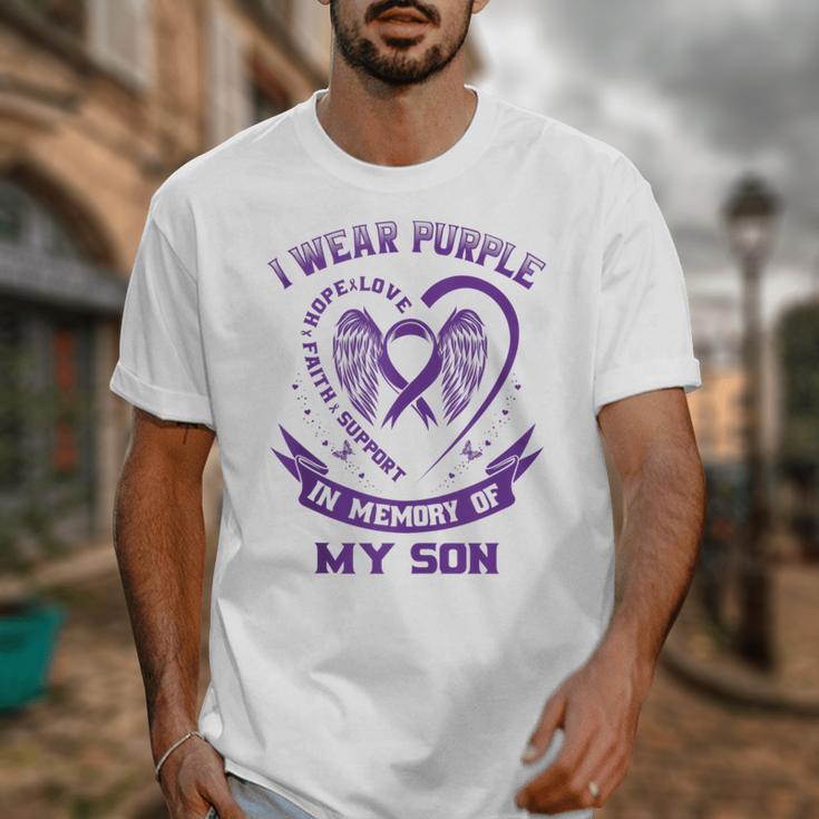 Wear Purple In Memory Of My Son Pancreatic Cancer Awareness Unisex T-Shirt Wear Purple In Memory Of My Son Pancreatic Cancer Awareness Unisex T-Shirt