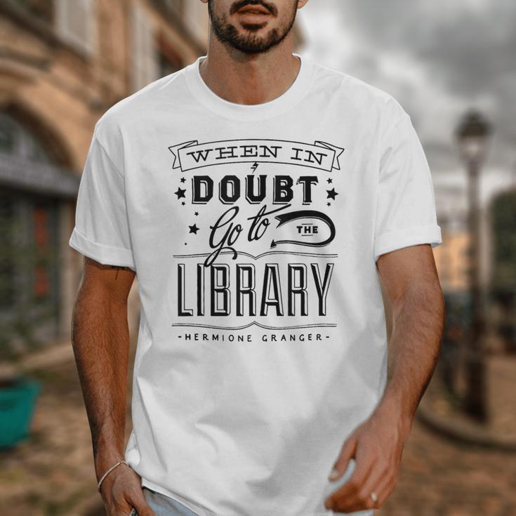 When In Doubt Go To The Library Teacher Vintage Book Lovers Unisex T-Shirt