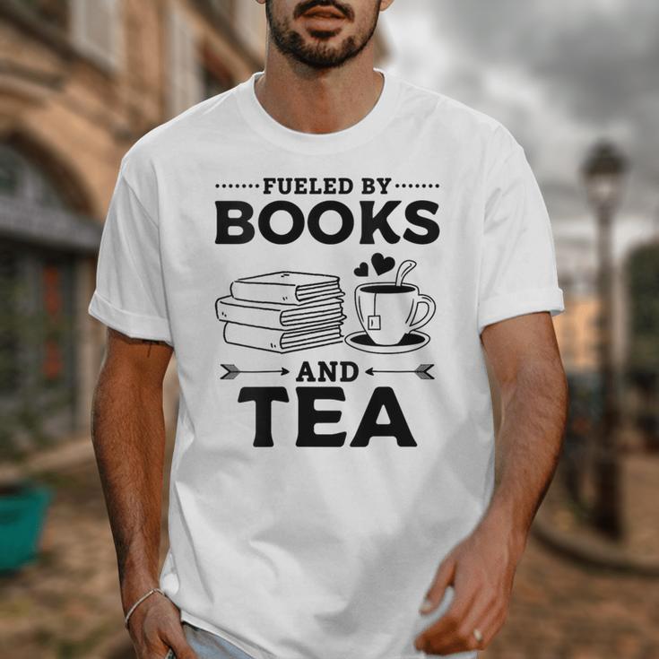 Women's Fueled By Books And Tea Book Lover Bookworm Reading Books Unisex T-Shirt
