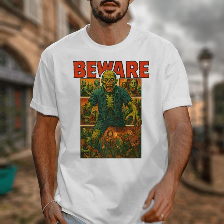 Zombie Tee Horror Movie Poster Vintage Comic Book Graphic Premium Unisex T-Shirt